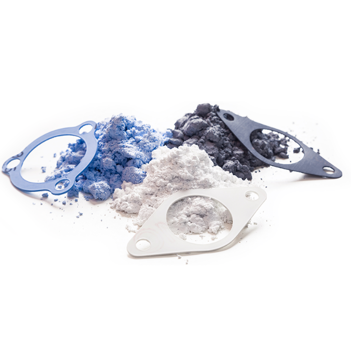 Virgin PTFE gasket Virgin PTFE gasket and material in blue, black, and white