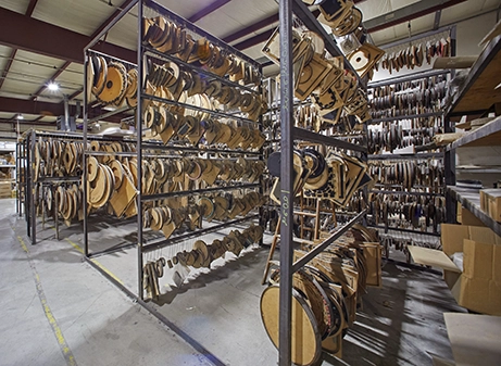 R3A9048 Shelves of die-cut molds in workshop